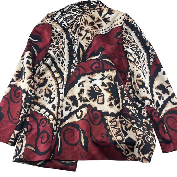 Chicos Women's Blazer Jacket Size 0 Small Burgandy Black Multicolor Paisely - Picture 5 of 6